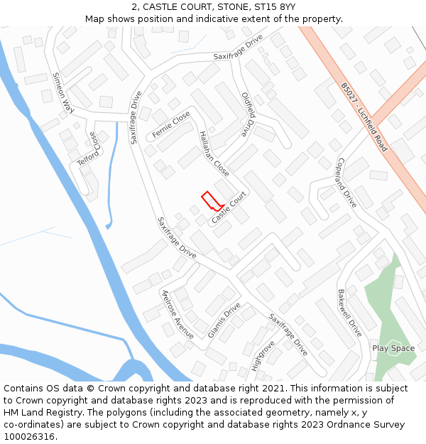 2, CASTLE COURT, STONE, ST15 8YY: Location map and indicative extent of plot