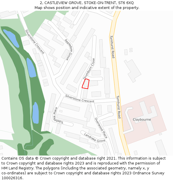 2, CASTLEVIEW GROVE, STOKE-ON-TRENT, ST6 6XQ: Location map and indicative extent of plot