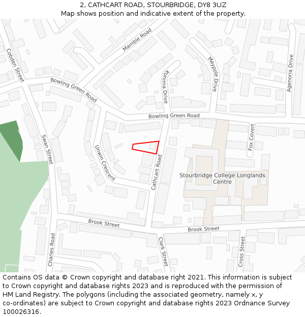 2, CATHCART ROAD, STOURBRIDGE, DY8 3UZ: Location map and indicative extent of plot