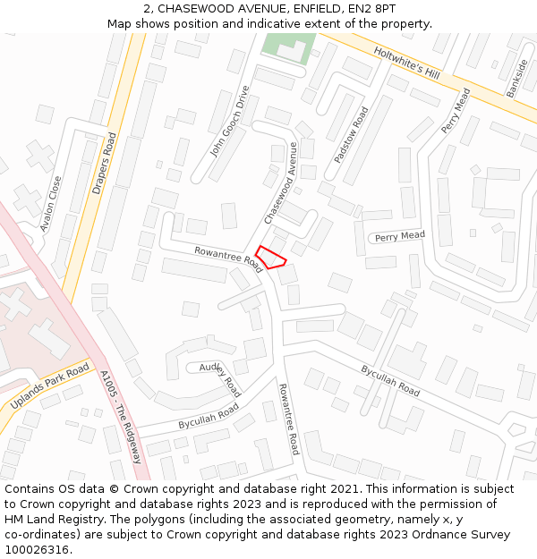 2, CHASEWOOD AVENUE, ENFIELD, EN2 8PT: Location map and indicative extent of plot