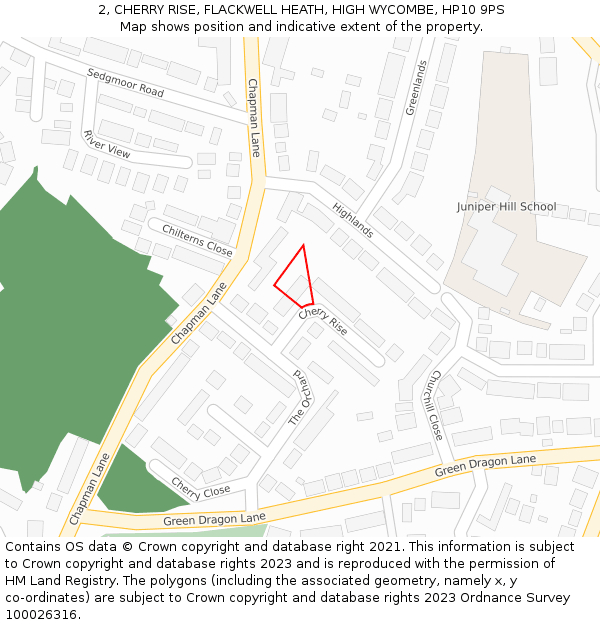 2, CHERRY RISE, FLACKWELL HEATH, HIGH WYCOMBE, HP10 9PS: Location map and indicative extent of plot