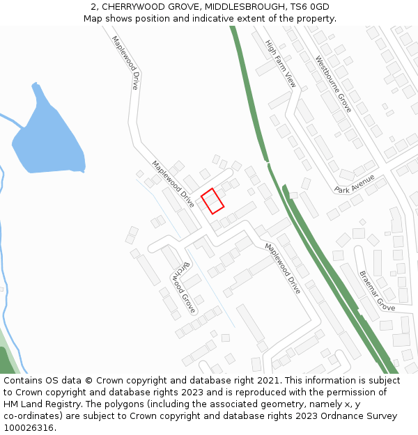 2, CHERRYWOOD GROVE, MIDDLESBROUGH, TS6 0GD: Location map and indicative extent of plot