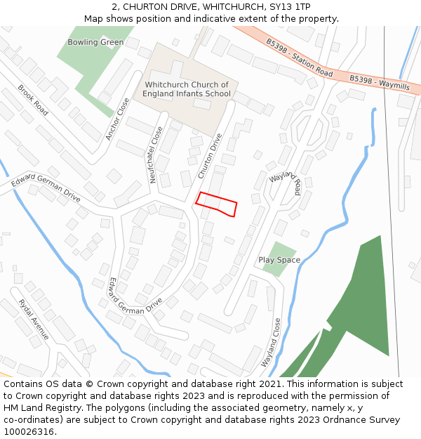 2, CHURTON DRIVE, WHITCHURCH, SY13 1TP: Location map and indicative extent of plot