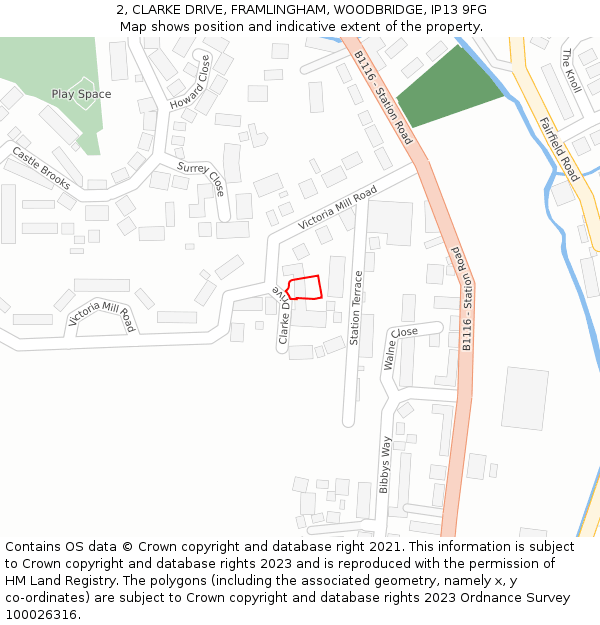 2, CLARKE DRIVE, FRAMLINGHAM, WOODBRIDGE, IP13 9FG: Location map and indicative extent of plot