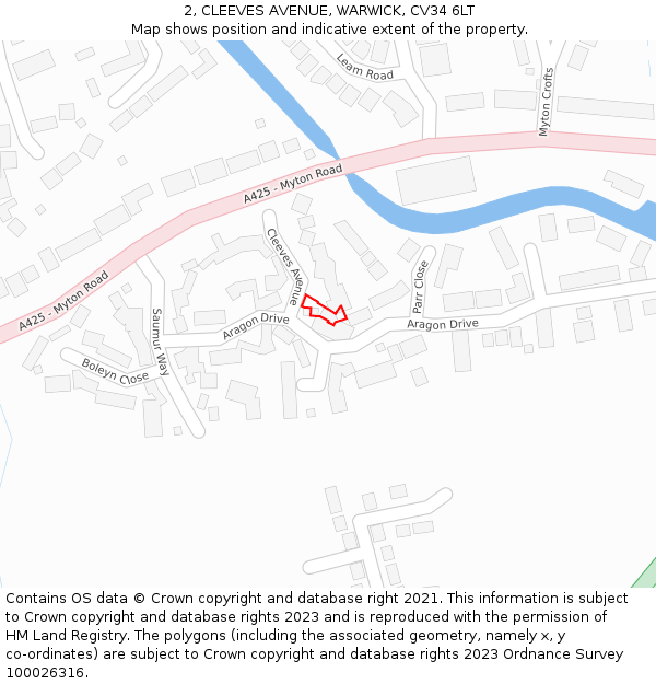 2, CLEEVES AVENUE, WARWICK, CV34 6LT: Location map and indicative extent of plot