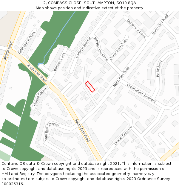 2, COMPASS CLOSE, SOUTHAMPTON, SO19 8QA: Location map and indicative extent of plot
