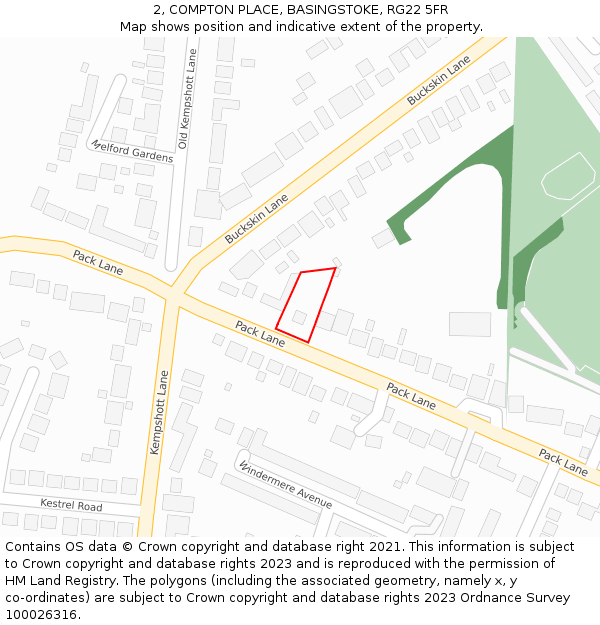 2, COMPTON PLACE, BASINGSTOKE, RG22 5FR: Location map and indicative extent of plot