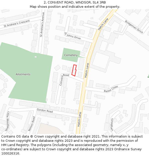 2, CONVENT ROAD, WINDSOR, SL4 3RB: Location map and indicative extent of plot