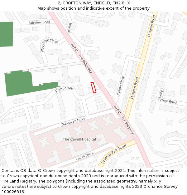 2, CROFTON WAY, ENFIELD, EN2 8HX: Location map and indicative extent of plot