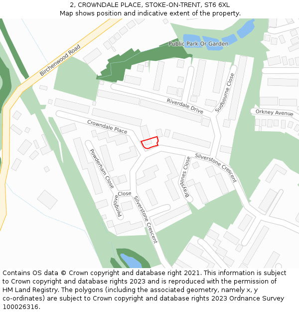 2, CROWNDALE PLACE, STOKE-ON-TRENT, ST6 6XL: Location map and indicative extent of plot