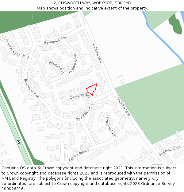 2, CUSWORTH WAY, WORKSOP, S80 1YD: Location map and indicative extent of plot
