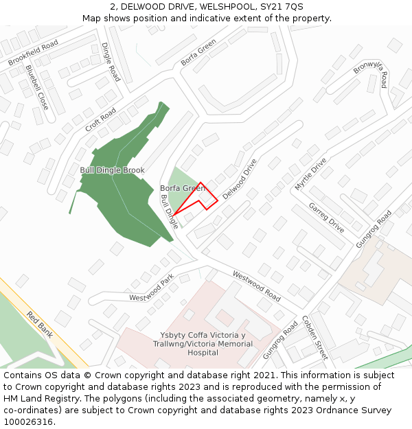 2, DELWOOD DRIVE, WELSHPOOL, SY21 7QS: Location map and indicative extent of plot