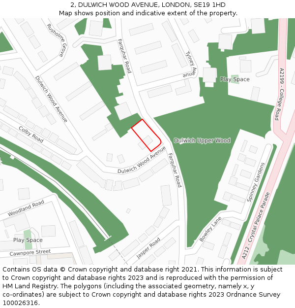 2, DULWICH WOOD AVENUE, LONDON, SE19 1HD: Location map and indicative extent of plot
