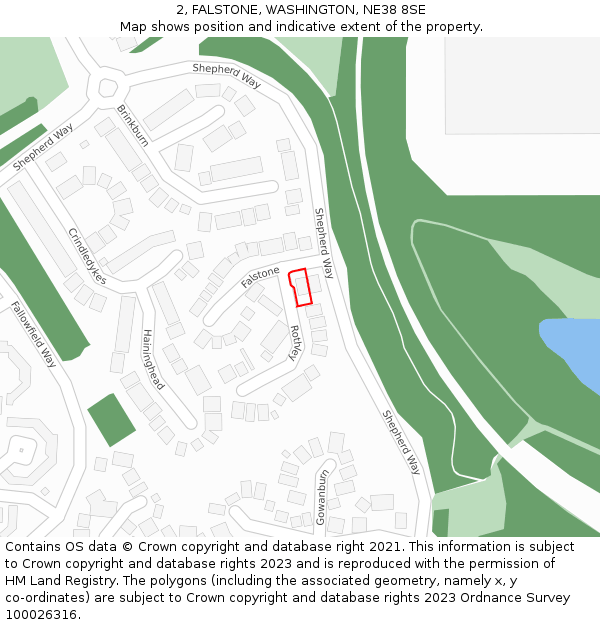 2, FALSTONE, WASHINGTON, NE38 8SE: Location map and indicative extent of plot
