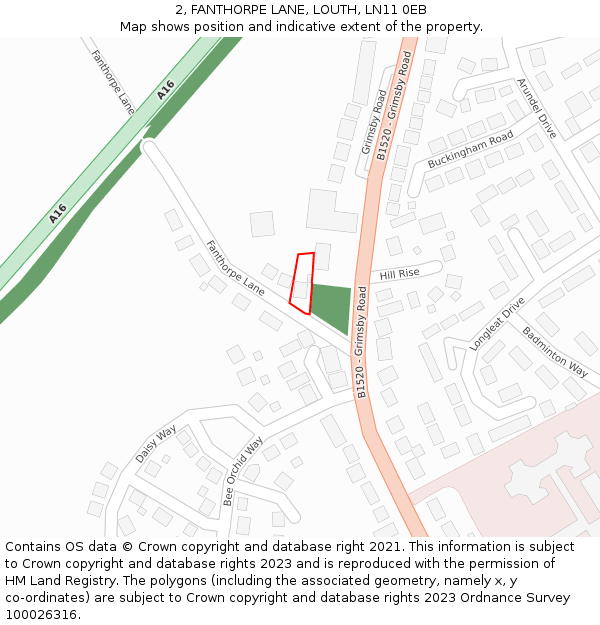2, FANTHORPE LANE, LOUTH, LN11 0EB: Location map and indicative extent of plot