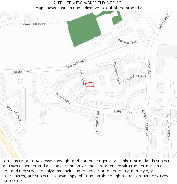 2, FELLER VIEW, WAKEFIELD, WF1 2GH: Location map and indicative extent of plot