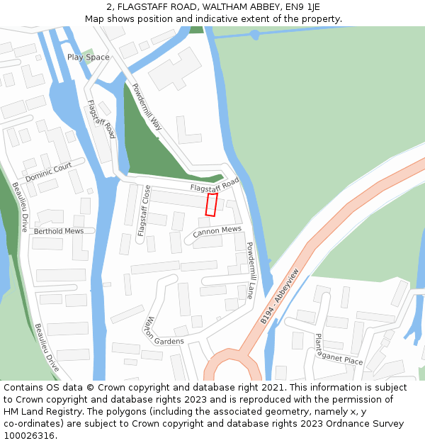 2, FLAGSTAFF ROAD, WALTHAM ABBEY, EN9 1JE: Location map and indicative extent of plot