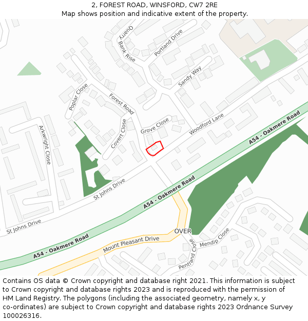 2, FOREST ROAD, WINSFORD, CW7 2RE: Location map and indicative extent of plot