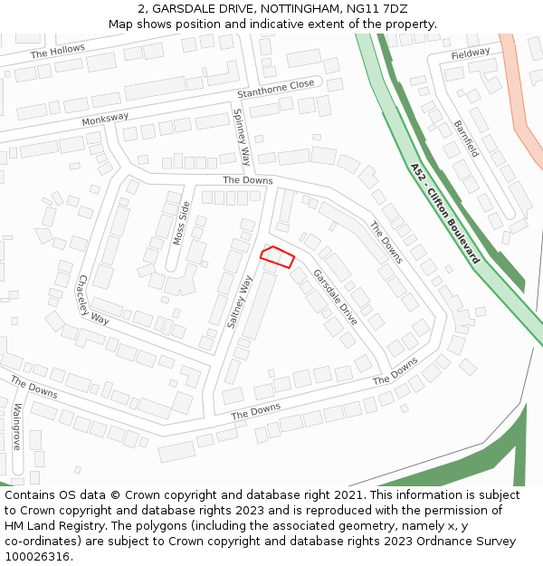 2, GARSDALE DRIVE, NOTTINGHAM, NG11 7DZ: Location map and indicative extent of plot