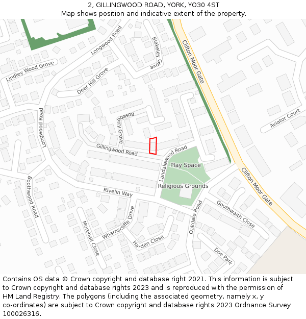 2, GILLINGWOOD ROAD, YORK, YO30 4ST: Location map and indicative extent of plot