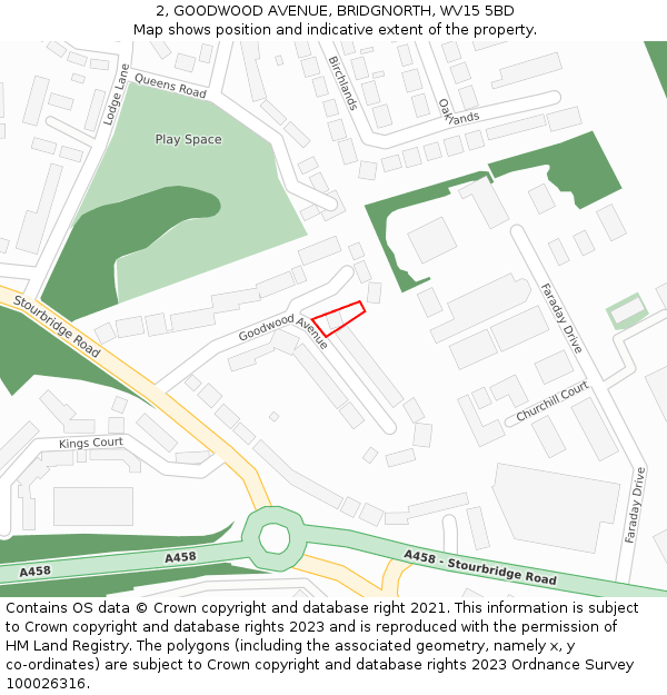 2, GOODWOOD AVENUE, BRIDGNORTH, WV15 5BD: Location map and indicative extent of plot