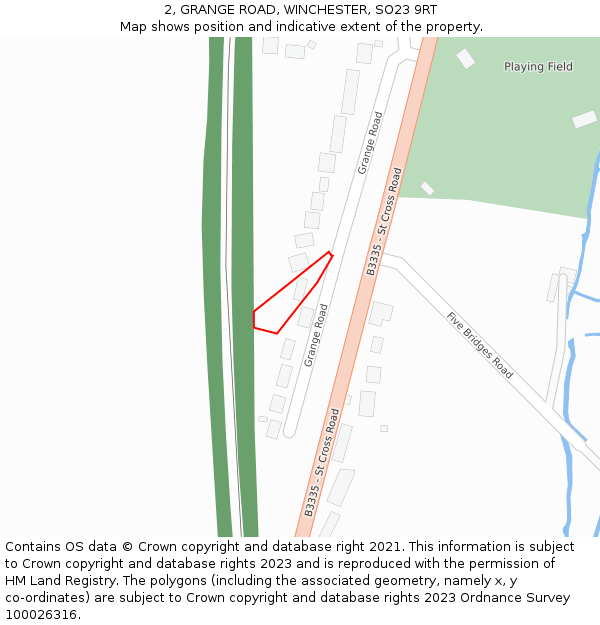 2, GRANGE ROAD, WINCHESTER, SO23 9RT: Location map and indicative extent of plot