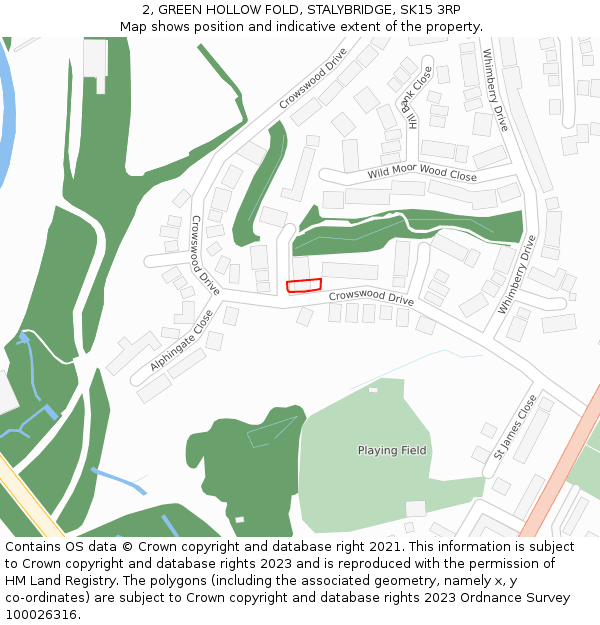 2, GREEN HOLLOW FOLD, STALYBRIDGE, SK15 3RP: Location map and indicative extent of plot