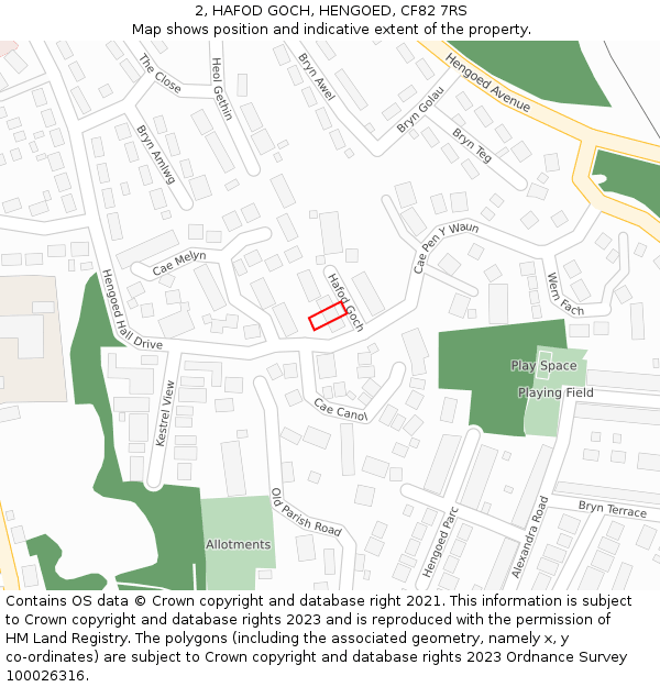 2, HAFOD GOCH, HENGOED, CF82 7RS: Location map and indicative extent of plot