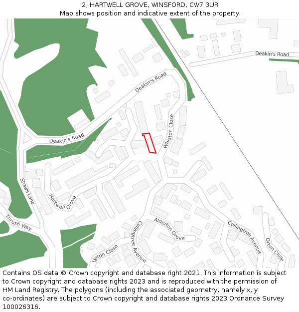 2, HARTWELL GROVE, WINSFORD, CW7 3UR: Location map and indicative extent of plot