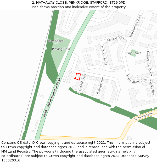 2, HATHAWAY CLOSE, PENKRIDGE, STAFFORD, ST19 5PD: Location map and indicative extent of plot