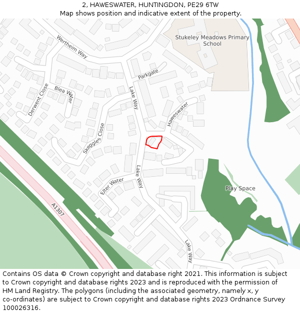 2, HAWESWATER, HUNTINGDON, PE29 6TW: Location map and indicative extent of plot