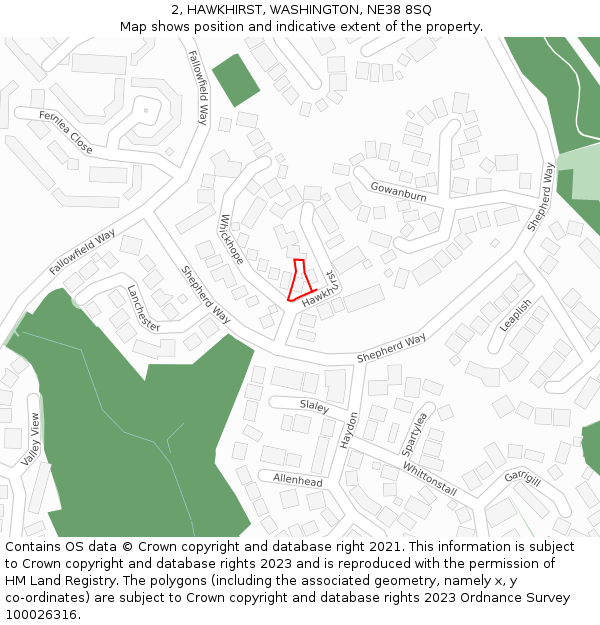 2, HAWKHIRST, WASHINGTON, NE38 8SQ: Location map and indicative extent of plot
