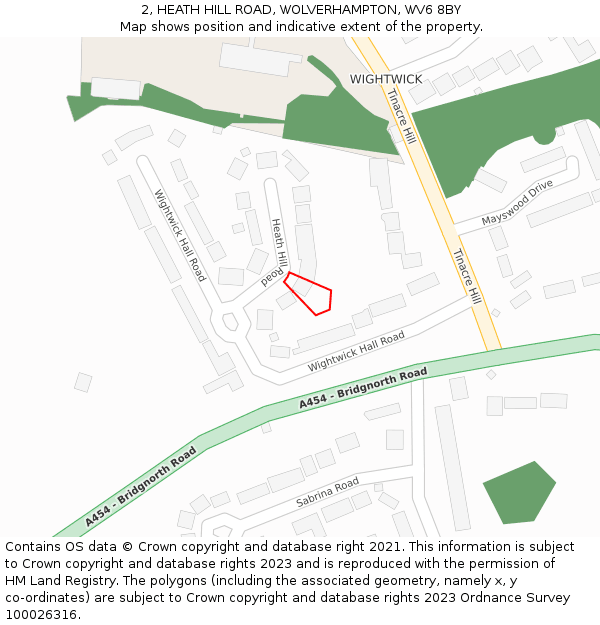 2, HEATH HILL ROAD, WOLVERHAMPTON, WV6 8BY: Location map and indicative extent of plot