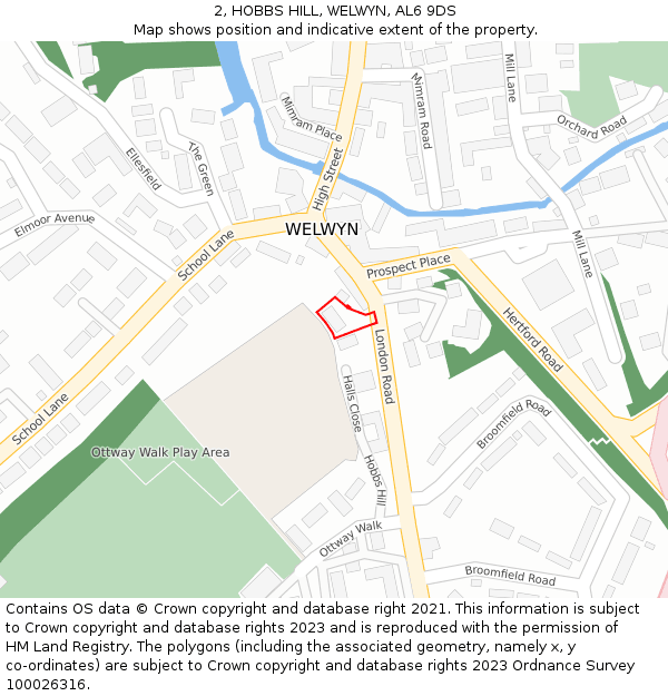 2, HOBBS HILL, WELWYN, AL6 9DS: Location map and indicative extent of plot