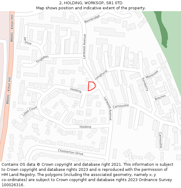 2, HOLDING, WORKSOP, S81 0TD: Location map and indicative extent of plot