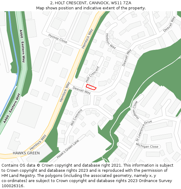 2, HOLT CRESCENT, CANNOCK, WS11 7ZA: Location map and indicative extent of plot