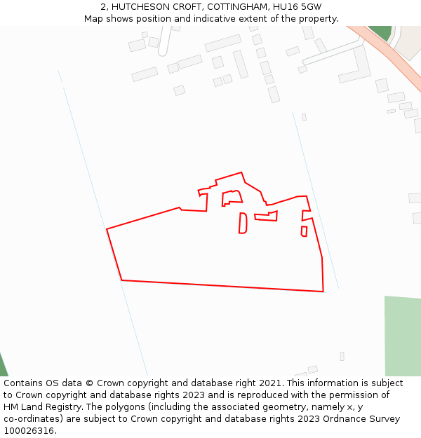 2, HUTCHESON CROFT, COTTINGHAM, HU16 5GW: Location map and indicative extent of plot
