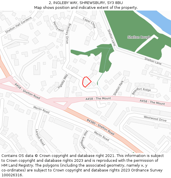 2, INGLEBY WAY, SHREWSBURY, SY3 8BU: Location map and indicative extent of plot