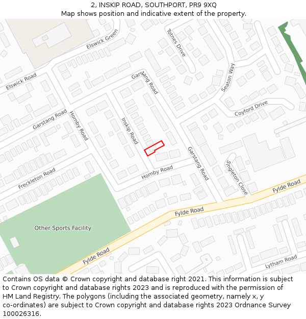 2, INSKIP ROAD, SOUTHPORT, PR9 9XQ: Location map and indicative extent of plot