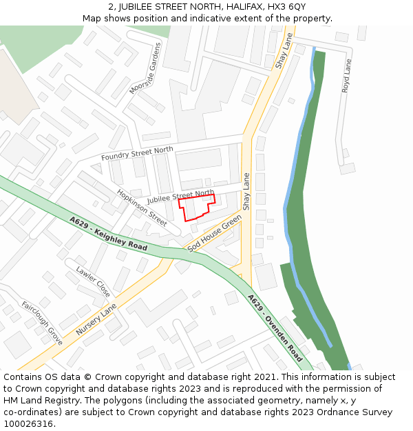 2, JUBILEE STREET NORTH, HALIFAX, HX3 6QY: Location map and indicative extent of plot