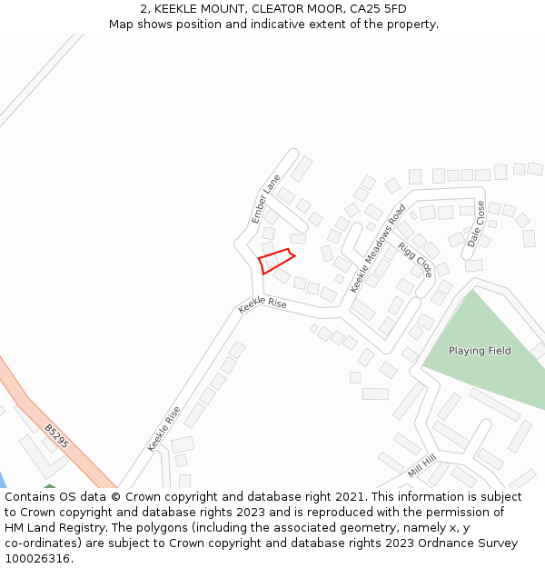 2, KEEKLE MOUNT, CLEATOR MOOR, CA25 5FD: Location map and indicative extent of plot