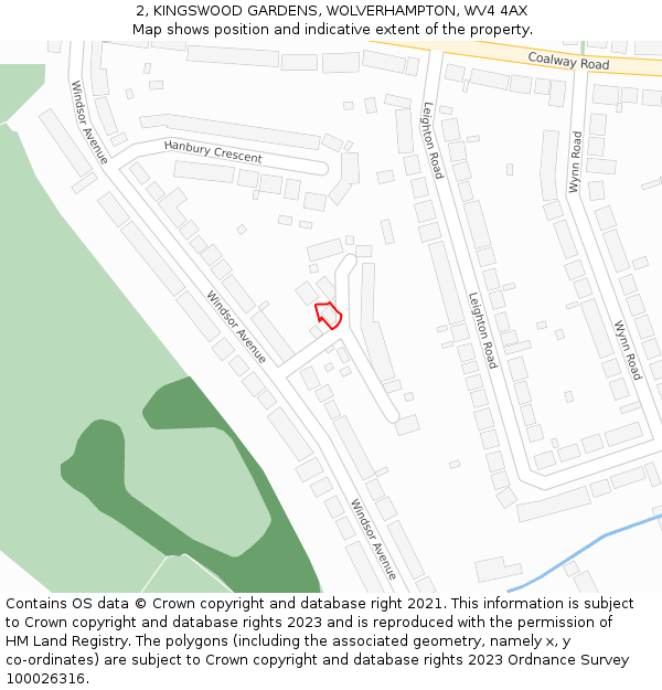 2, KINGSWOOD GARDENS, WOLVERHAMPTON, WV4 4AX: Location map and indicative extent of plot