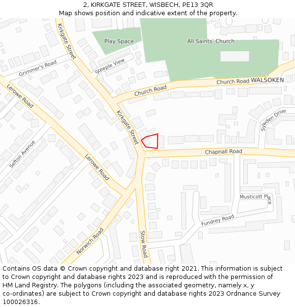 2, KIRKGATE STREET, WISBECH, PE13 3QR: Location map and indicative extent of plot
