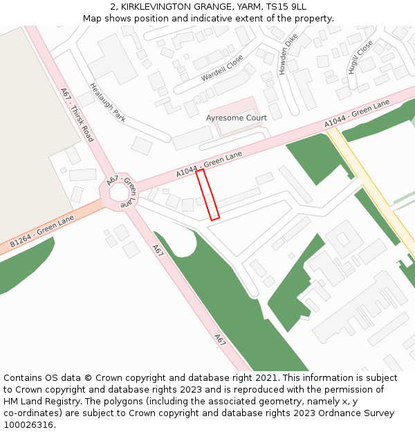 2, KIRKLEVINGTON GRANGE, YARM, TS15 9LL: Location map and indicative extent of plot