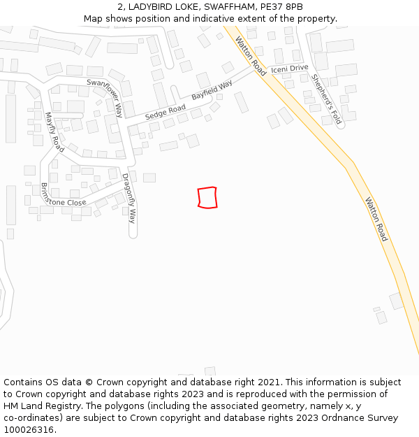 2, LADYBIRD LOKE, SWAFFHAM, PE37 8PB: Location map and indicative extent of plot