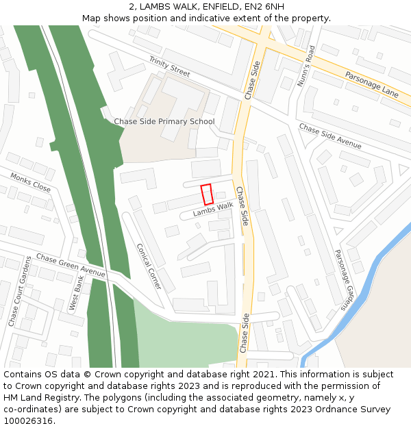 2, LAMBS WALK, ENFIELD, EN2 6NH: Location map and indicative extent of plot