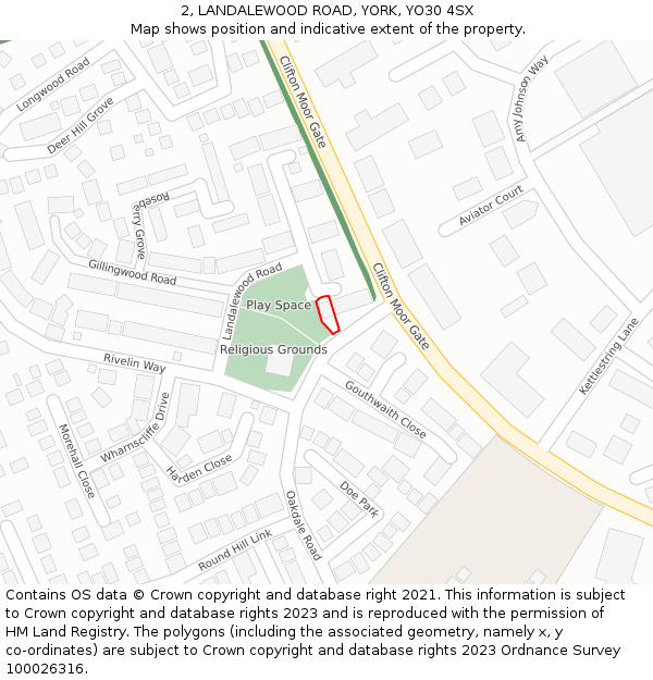 2, LANDALEWOOD ROAD, YORK, YO30 4SX: Location map and indicative extent of plot