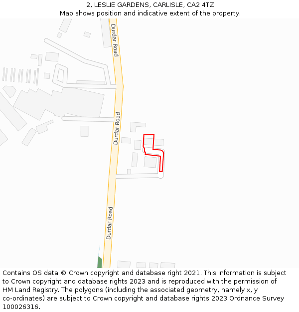 2, LESLIE GARDENS, CARLISLE, CA2 4TZ: Location map and indicative extent of plot