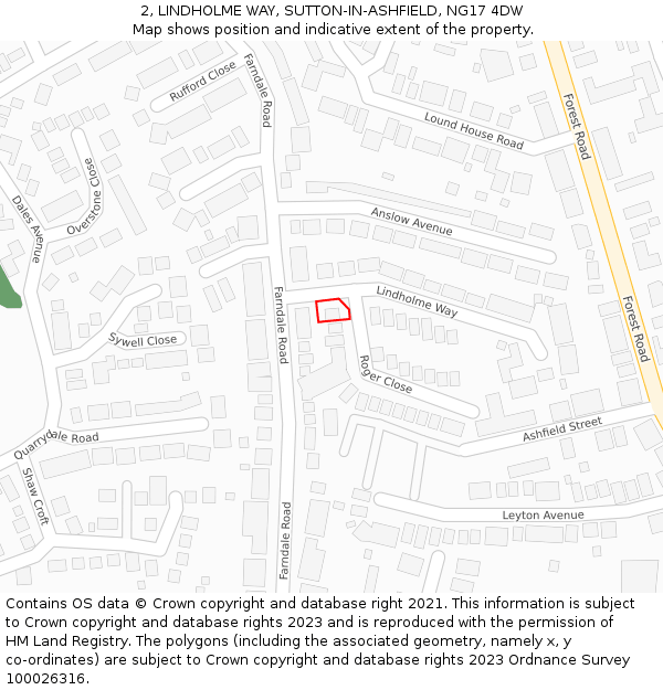 2, LINDHOLME WAY, SUTTON-IN-ASHFIELD, NG17 4DW: Location map and indicative extent of plot