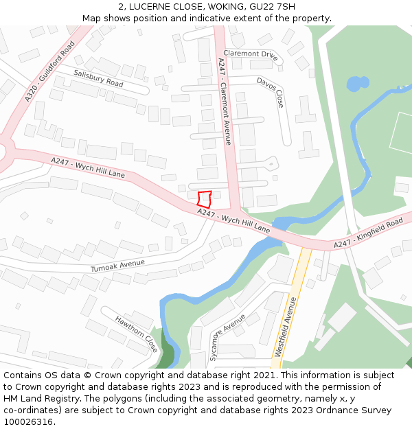 2, LUCERNE CLOSE, WOKING, GU22 7SH: Location map and indicative extent of plot